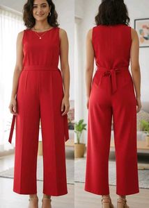 Chic Red Sleeveless Jumpsuit