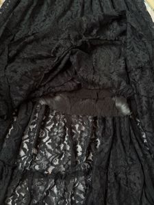 Black Lace Tiered Maxi Skirt