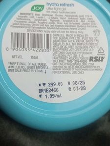 JOY hydra refresh ultra-light gel