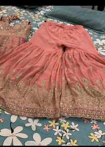 Stunning Pink Embroidered sarara set