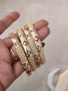 Elegant Gold Bangles with Enamel Work