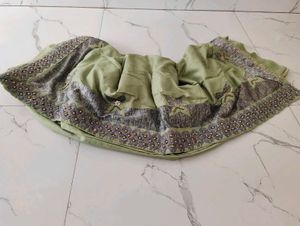 Elegant Green Embroidered Saree