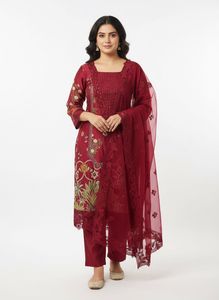 Original Maroon Embroidered Pakistani Suit
