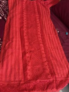 Beautiful Red Kurta with Floral Embroidery