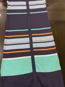 Striped Button-Up Knit Dress