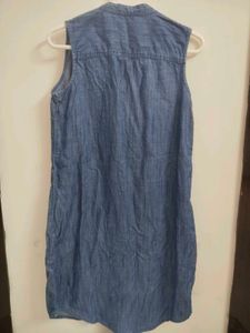 Sleeveless Denim Shirt Dress