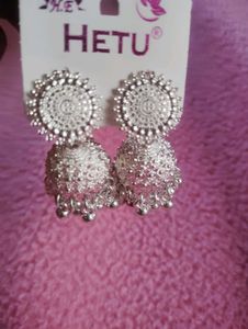 Elegant Silver Jhumka Earrings