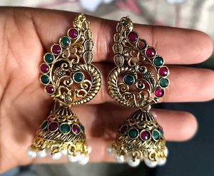 Traditional Peacock Jhumka Earrings