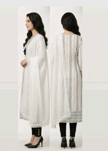 Elegant White Kurti Set with Dupatta | Ethnic Wear