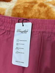 Pink Wide Leg Cotton Pants