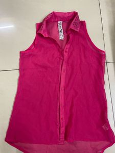 Pink Studded Sleeveless Top