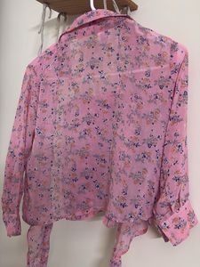 Pink Floral Smocked Crop Top