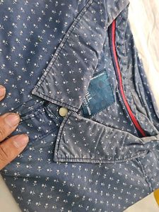 Men's Blue Printed Casual Shirt