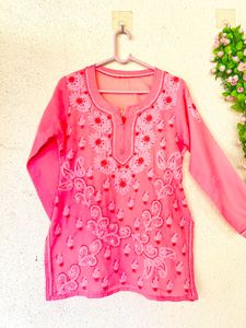 Pink Chikankari Kurta