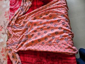Global Desi Peach Floral Printed Kurta🧡