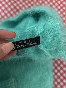 Cozy Teal Fuzzy Cropped Cardigan