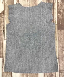 Korea Grey Flutter Sleeve Top