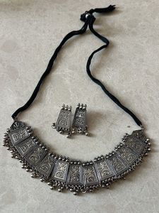 Oxidized Silver Choker Set