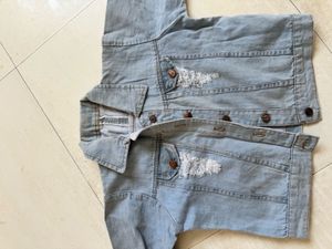 Light Wash Distressed Denim Jacket