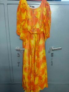 Orange Floral Print Maxi Dress