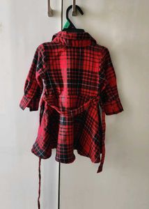 Red Plaid Shirt Dress for Girls