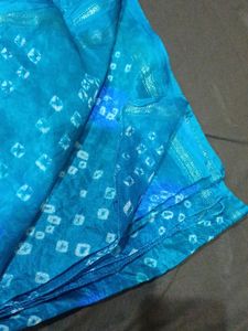 Beautiful Teal Bandhani Saree