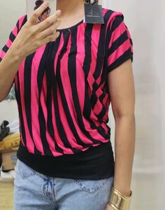 Calvin Klein Pink &amp; Black Striped Tunic Top