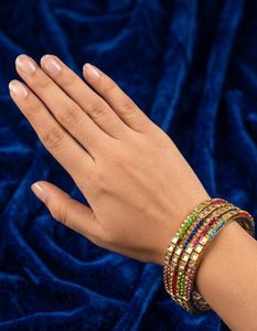 Set of 4 Colorful Stone Bangles