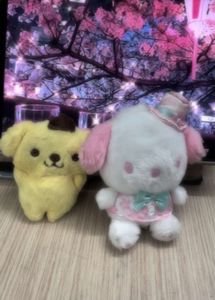 Cute Sanrio pochacco And Pompom Plush Keychain