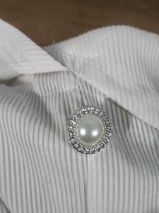 Ribbed Off-Shoulder Pearl Button Top