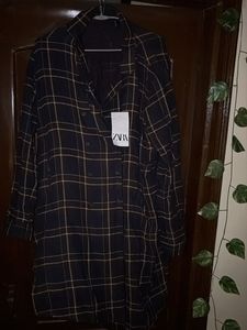 Zara Plaid Longline Overshirt