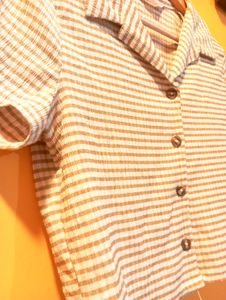 Striped Button-Up Cropped Top