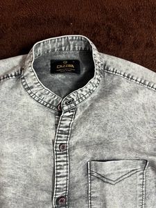 Men Chinese Color Charcoal Dual Shade Shirt