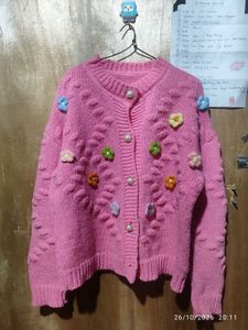 cute korean pink cardigan