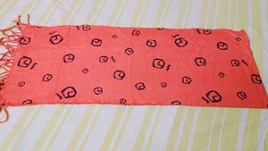 Peach Scarf with Geometric Print