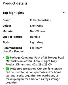 Grey Storage Organizers (Set Of 3)