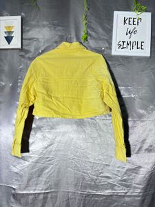 Zara Yellow Cropped denim Jacket