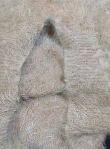 Cozy Chic Furry Beige Winter Top with Pockets