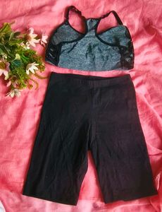 Women's Grey Sports Bra with tights