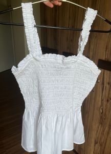 GAP White Smocked Peplum Tank Top