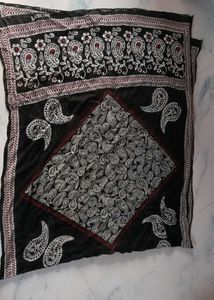 Vibrant Red &amp; Black Paisley Dupatta Set