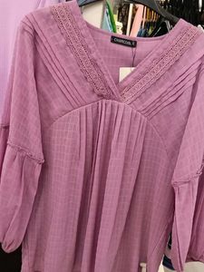 Charming Lavender Lace Trim Top