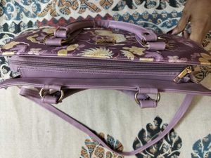 Elegant Embroidered Purple Handbag
