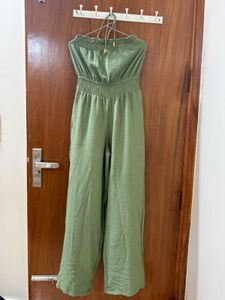Olive Green Strapless Jumpsuit- upto medium