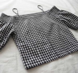 Gingham Off-Shoulder Top