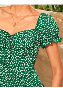 Green Floral Midi Dress🦋