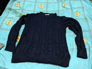 Navy Blue Cable Knit Sweater men