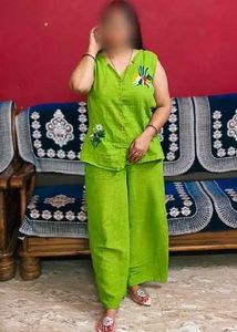 Stylish Blue Embroidered Pant Set co-ord se
