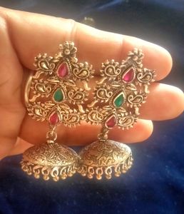 Silver Jhumka for ethnic wear