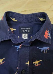 Boys Dinosaur Print Button-Up Shirt
